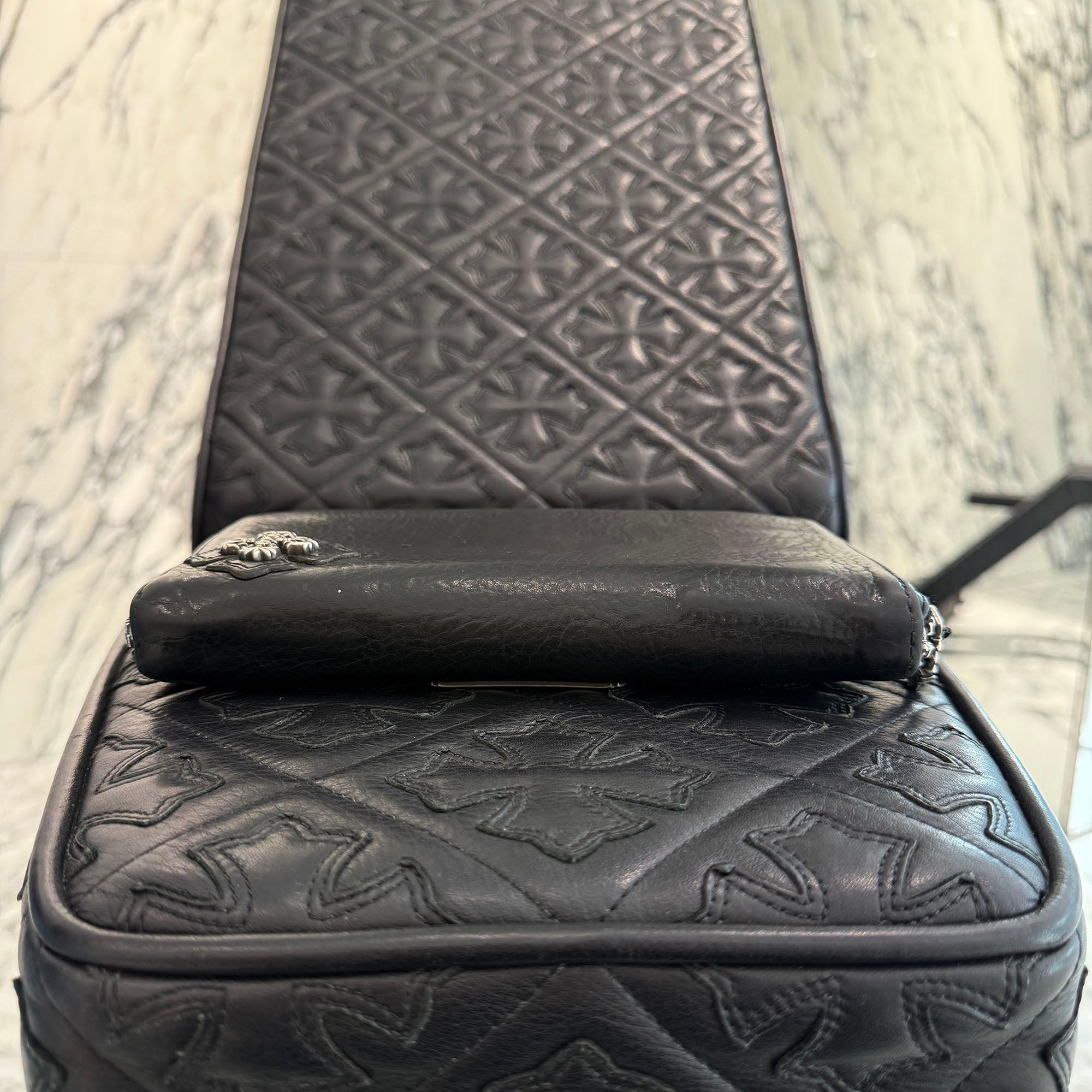 CHROME HEARTS Filigree Plus Leather Patch Round Zip Wallet クロムハーツ フィリグリープラス レザーパッチ ウォレット
