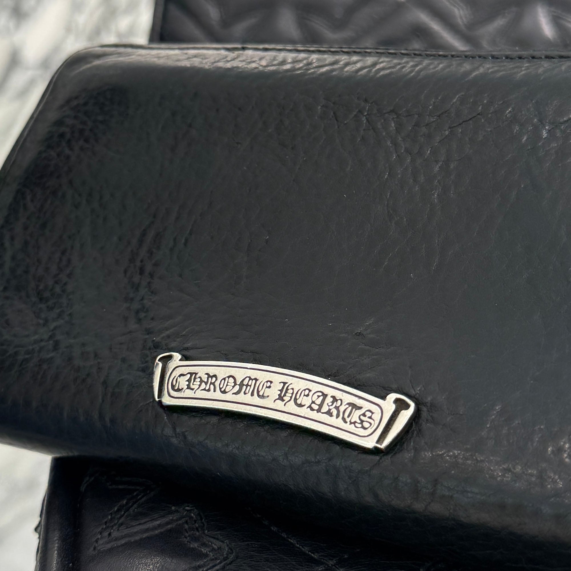 CHROME HEARTS Filigree Plus Leather Patch Round Zip Wallet クロムハーツ フィリグリープラス レザーパッチ ウォレット