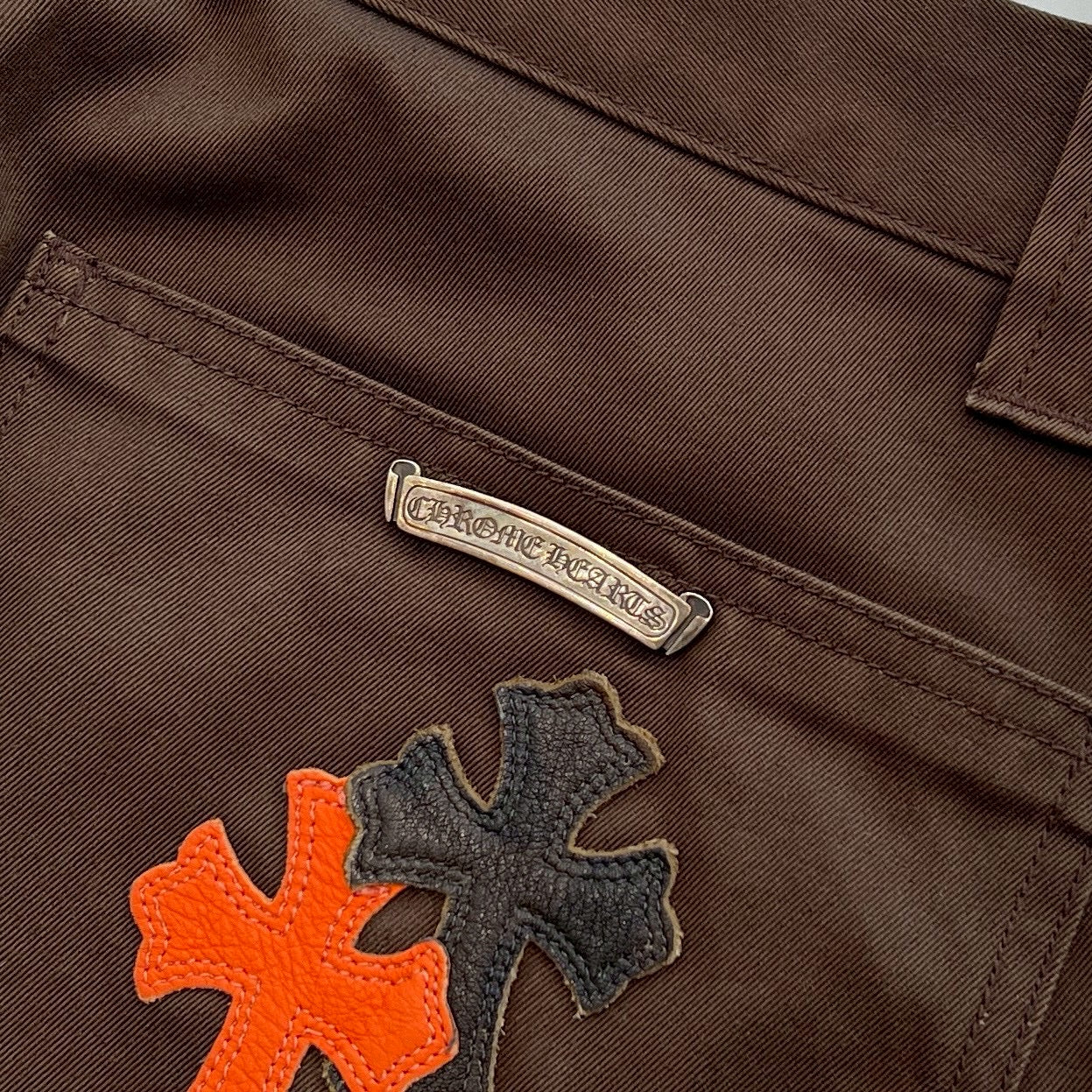 CHROME HEARTS Multi Leather Patch Carpenter Cross Ball Button Denim Pants Size 33 クロムハーツ マルチレザーパッチ カーペンター クロスボールボタン デニムパンツ サイズ33