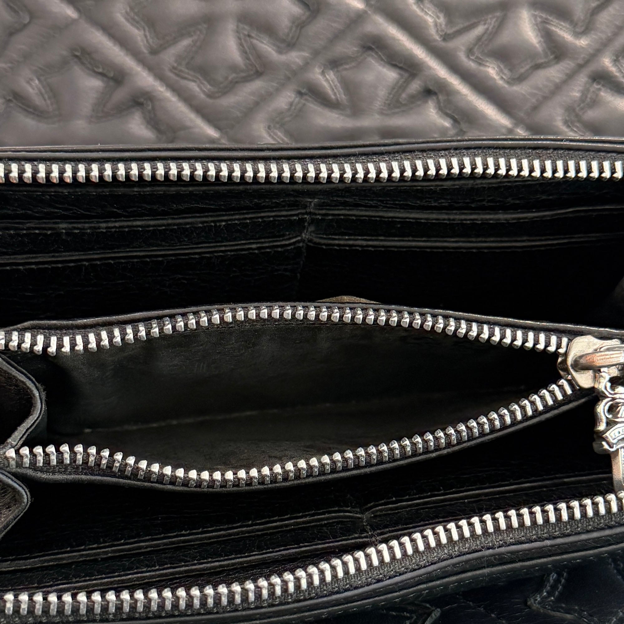 CHROME HEARTS Filigree Plus Leather Patch Round Zip Wallet クロムハーツ フィリグリープラス レザーパッチ ウォレット
