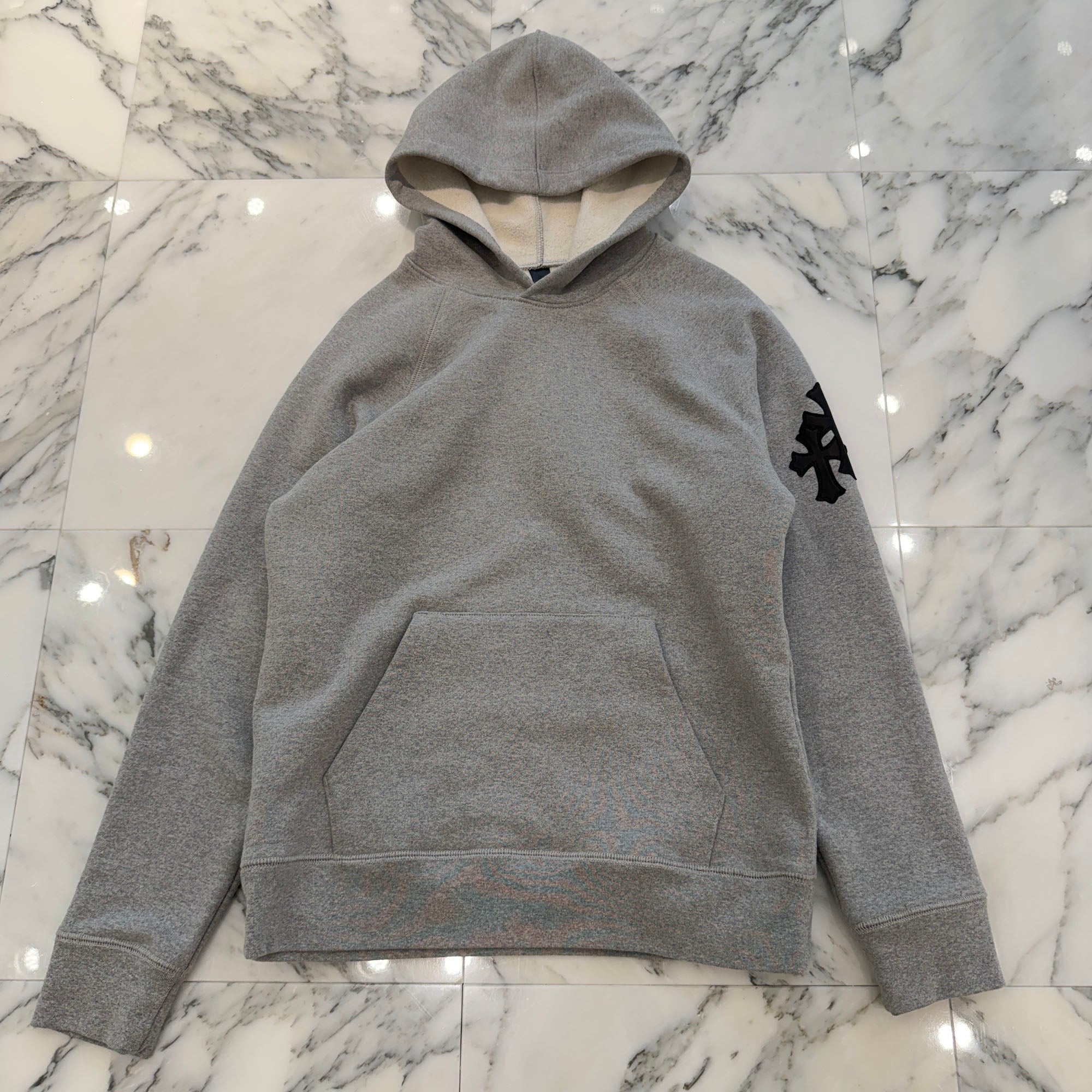 CHROME HEARTS Y NOT Triple Cross Leather Patch Pullover Hoodie Size M クロムハーツ ワイノット トリプスクロス レザーパッチ プルオーバーフーディ サイズM