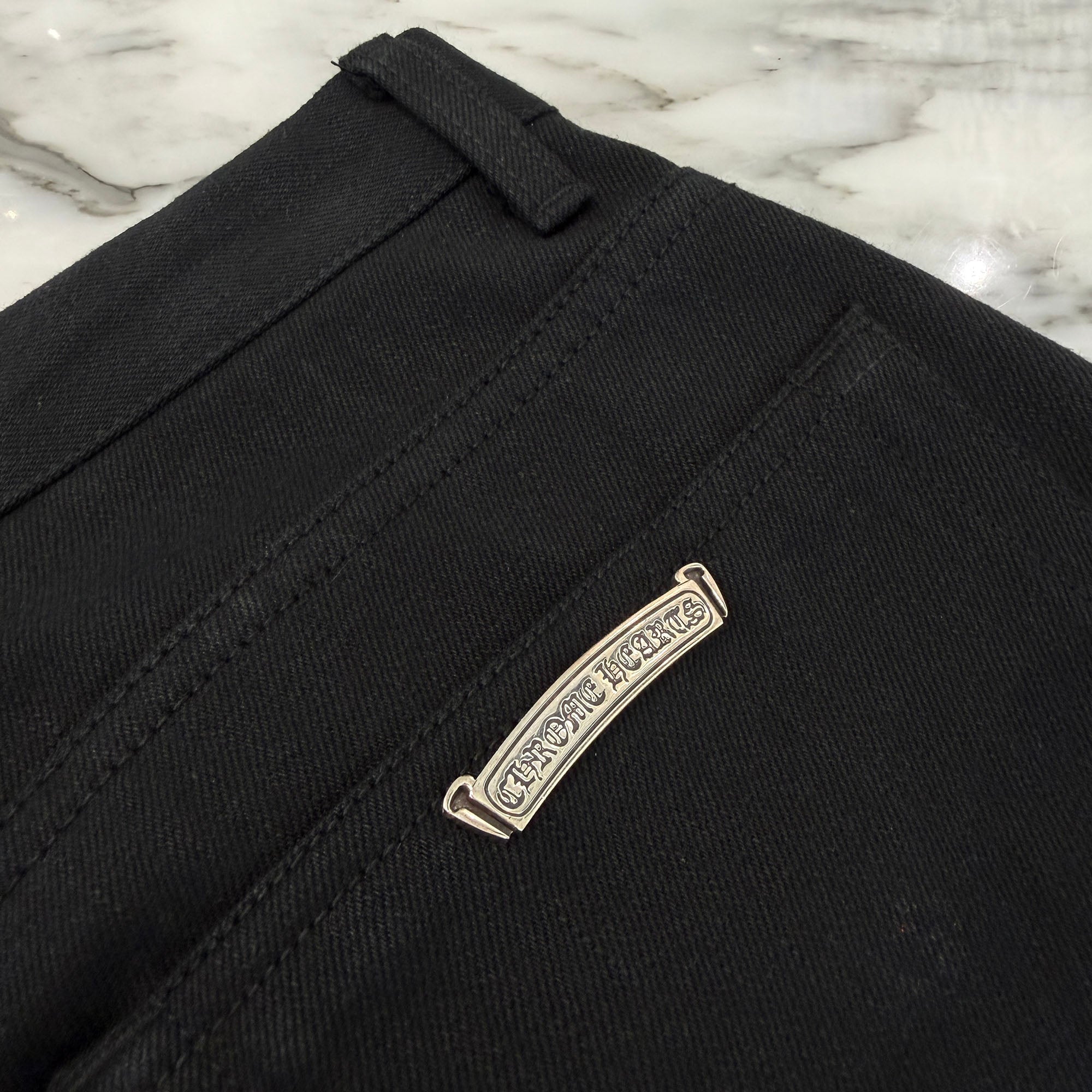 CHROME HEARTS Flare Knee Cross Ball Button Denim Pants Size 32 クロムハーツ フレアニー クロスボールボタン デニムパンツ サイズ32