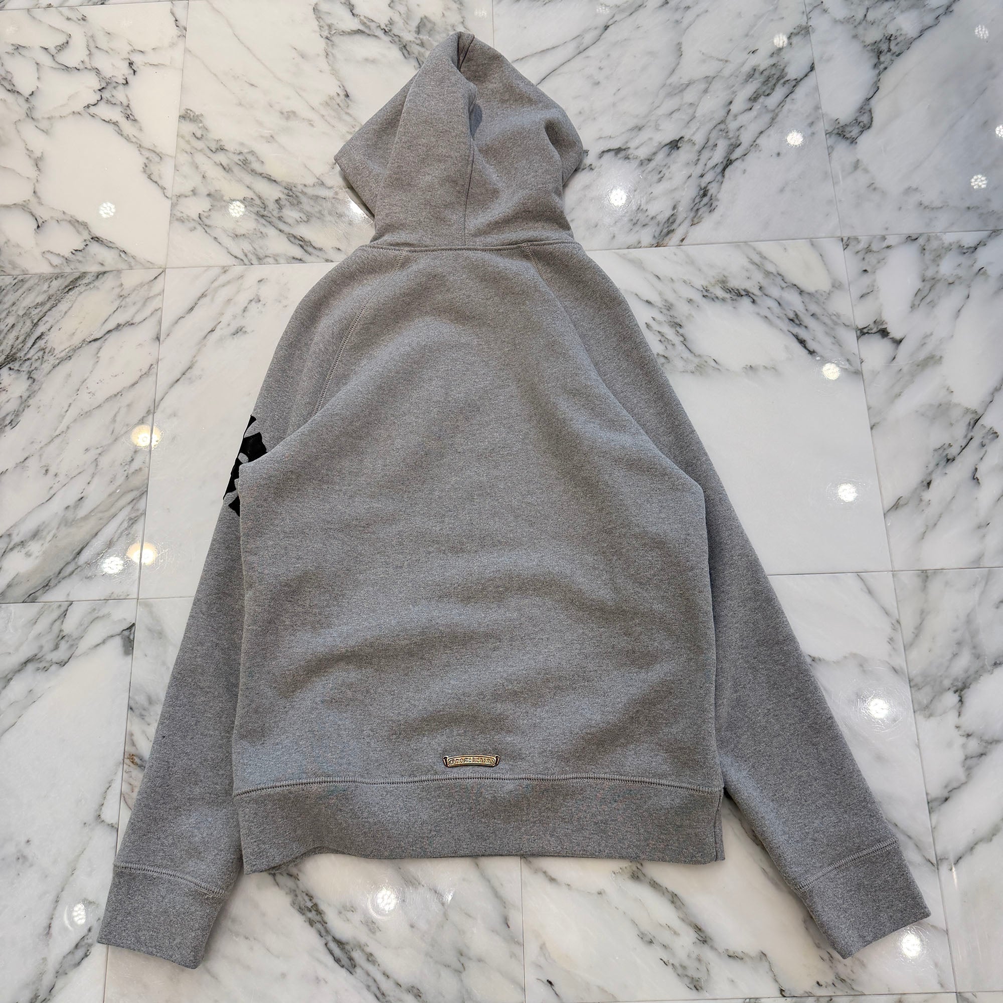 CHROME HEARTS Y NOT Triple Cross Leather Patch Pullover Hoodie Size M クロムハーツ ワイノット トリプスクロス レザーパッチ プルオーバーフーディ サイズM