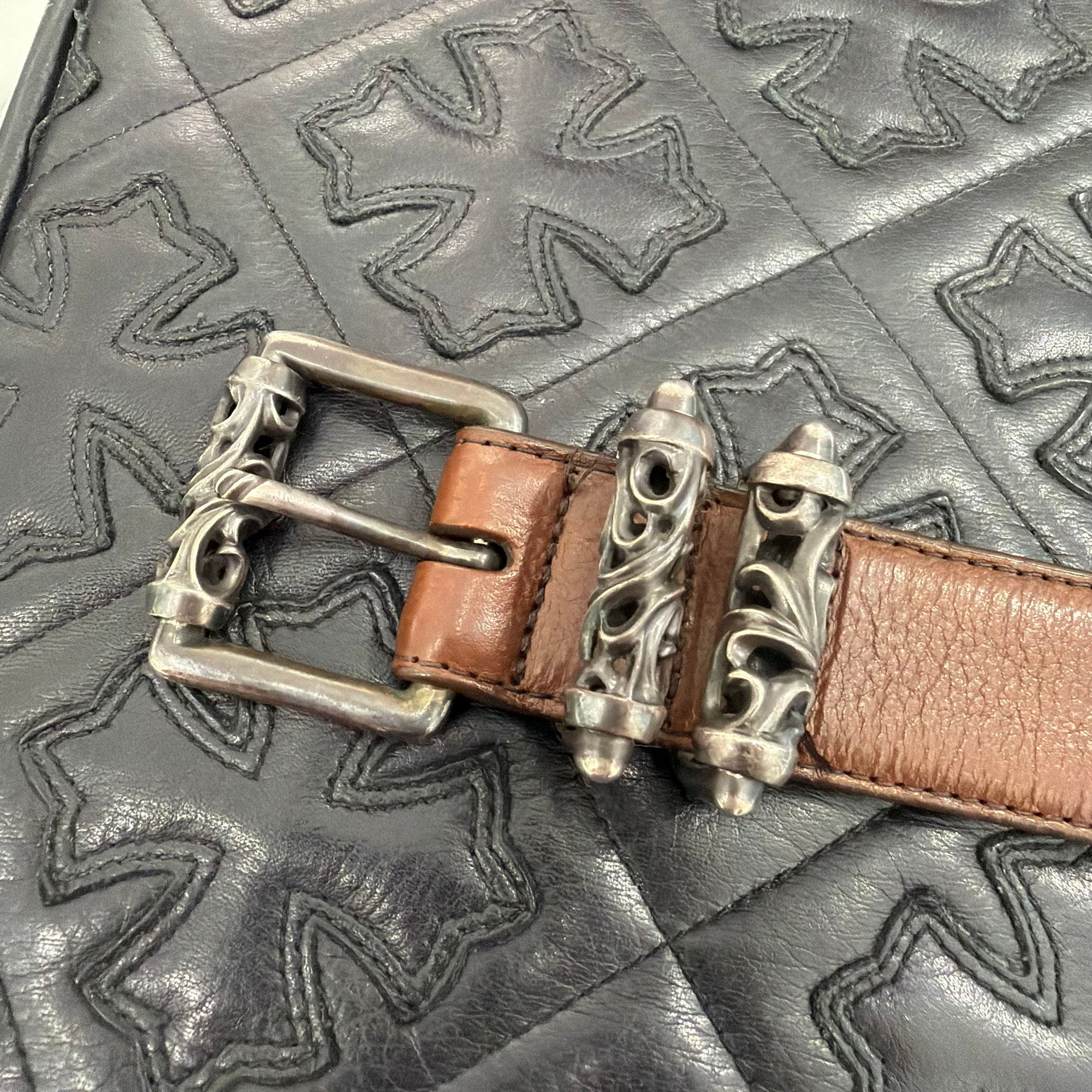 CHROME HEARTS 3PC Roller Leather Belt Size 32 inch クロムハーツ CHROME HEARTS 3PC Roller Leather Belt Size 32 inch クロムハーツ
