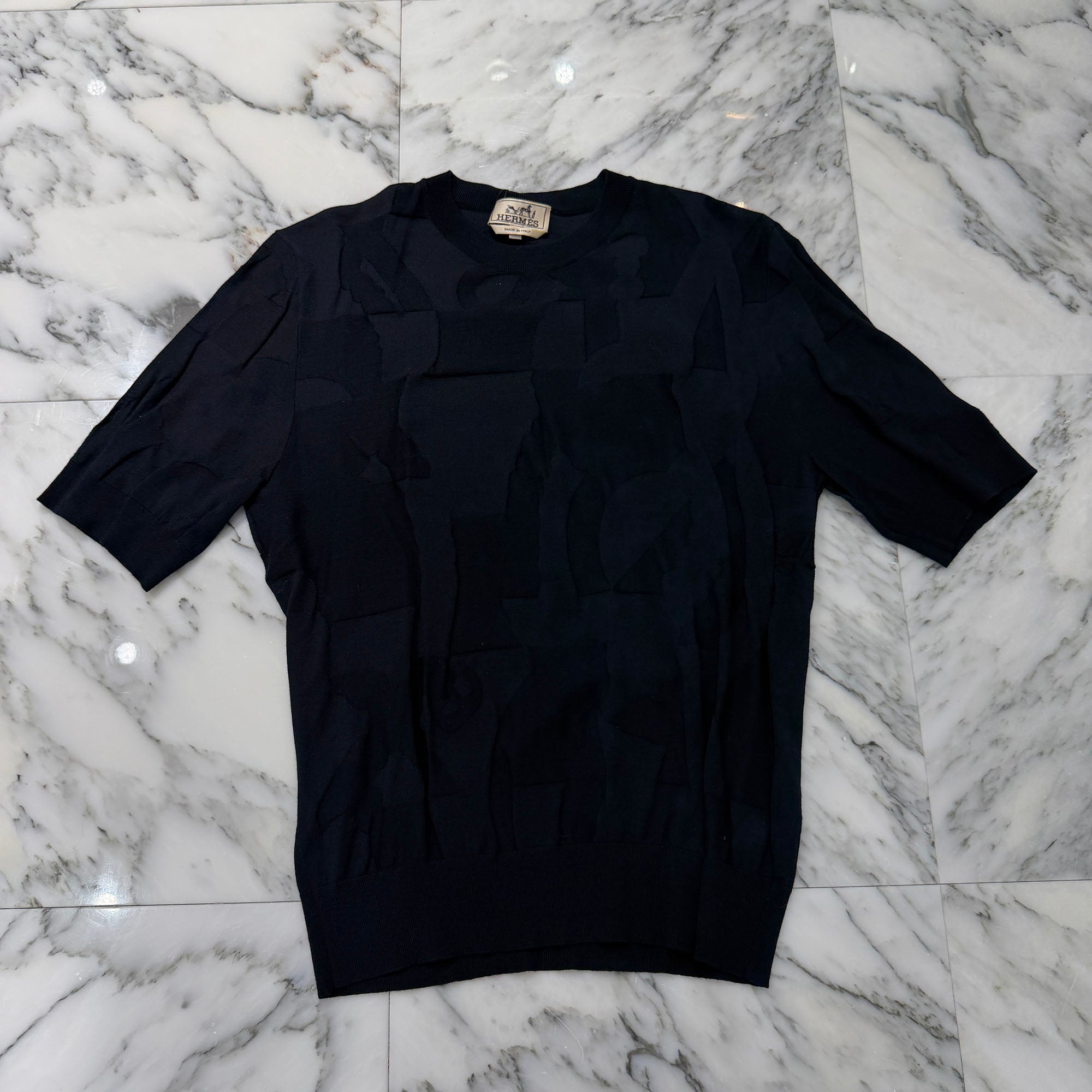 HERMES 2024SS Jeu De Points Harnais Short Sleeved Crew Neck Knit Tee Size M エルメス ジュー・ドゥ・ポワン・アルネ ショート スリーブ クルーネックニット Tシャツ サイズM
