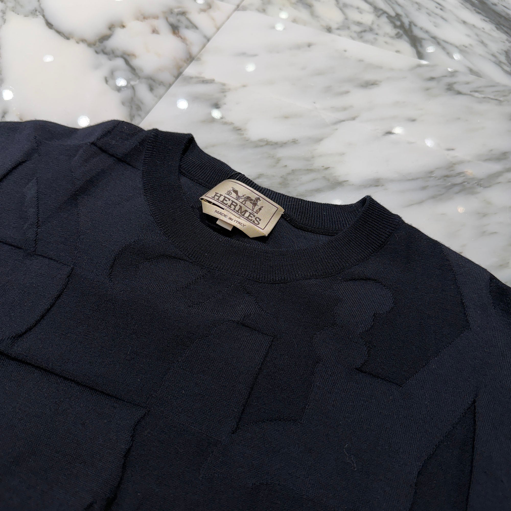 HERMES 2024SS Jeu De Points Harnais Short Sleeved Crew Neck Knit Tee Size M エルメス ジュー・ドゥ・ポワン・アルネ ショート スリーブ クルーネックニット Tシャツ サイズM