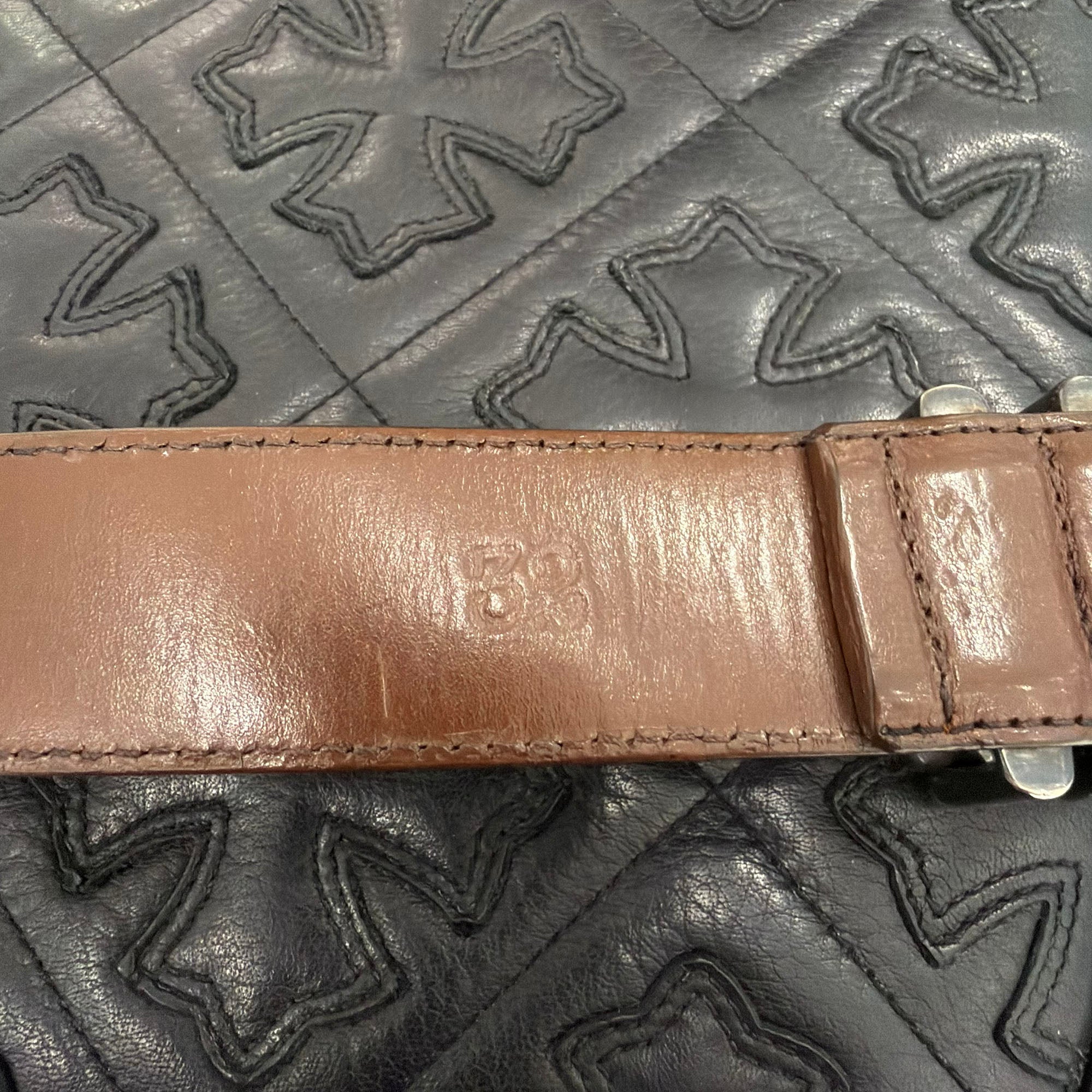 CHROME HEARTS 3PC Roller Leather Belt Size 32 inch クロムハーツ 3PC ローラー レザーベルト サイズ32インチ