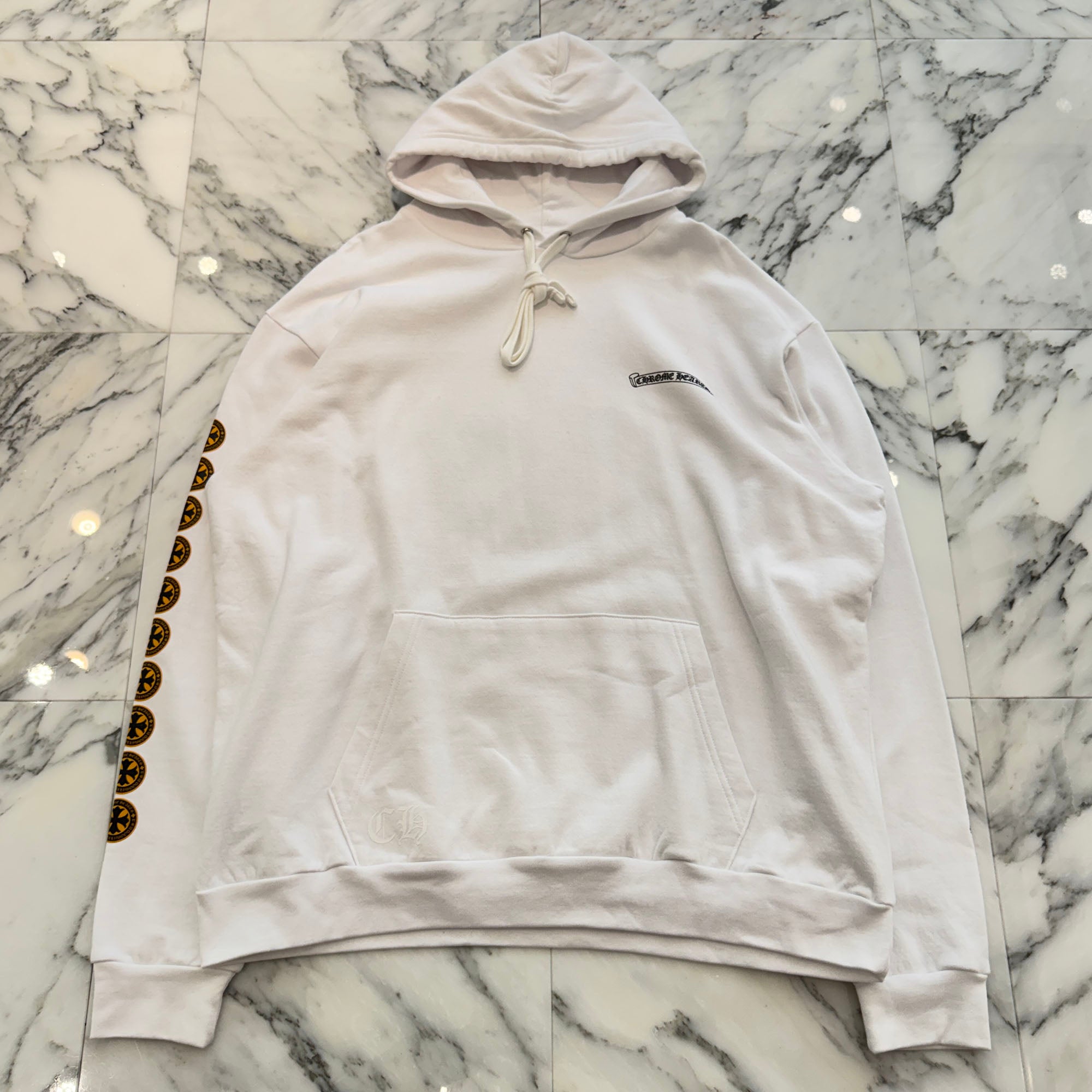 CHROME HEARTS CH Plus Yellow Cross Logo Pullover Hoodie Size XL クロムハーツ CHプラス イエロークロス ロゴ プルオーバーフーディー サイズXL