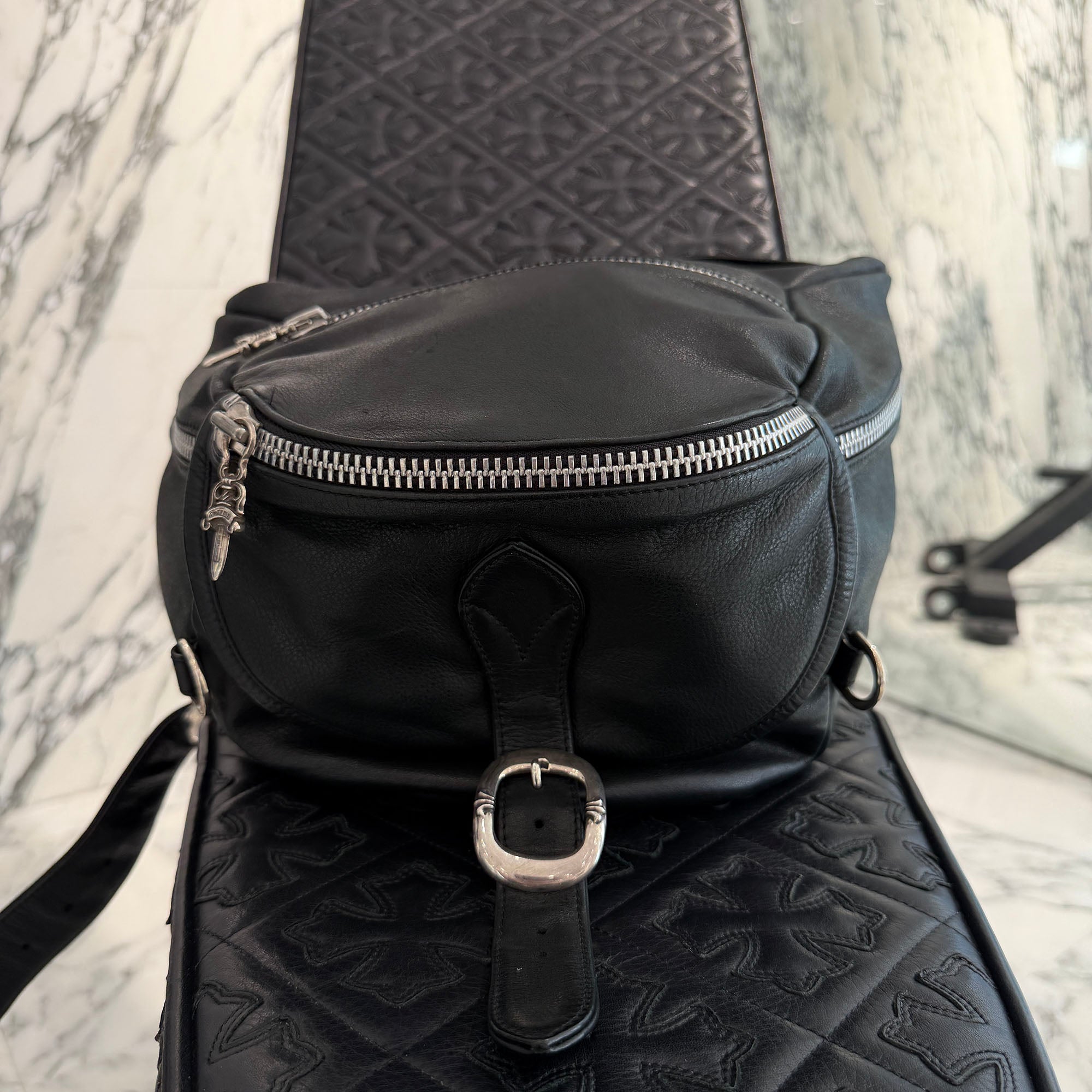 CHROME HEARTS SNAT PACK Leather Shoulder Bag Extra Large クロム