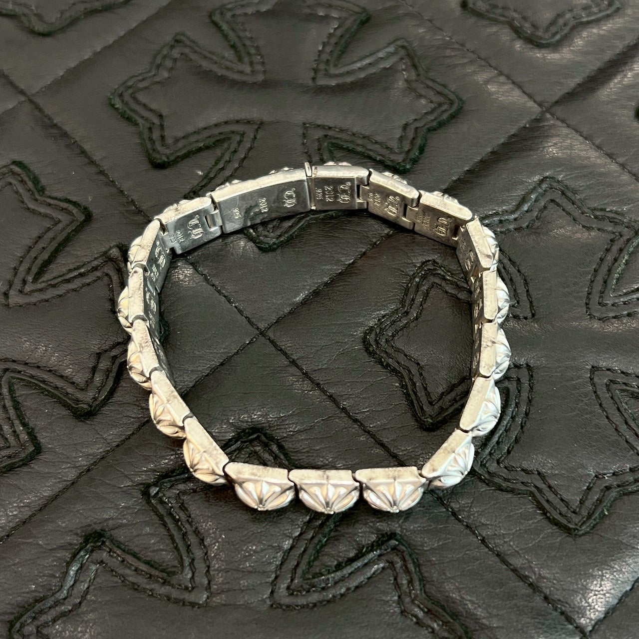 CHROME HEARTS PYRAMID PLS LNK BRACELET 1 Diamond White Rhodium Coating 19コマ クロムハーツ ピラミッドプラスリンク ブレスレット 1ダイヤモンド ホワイトロジウムコーティング 19コマ