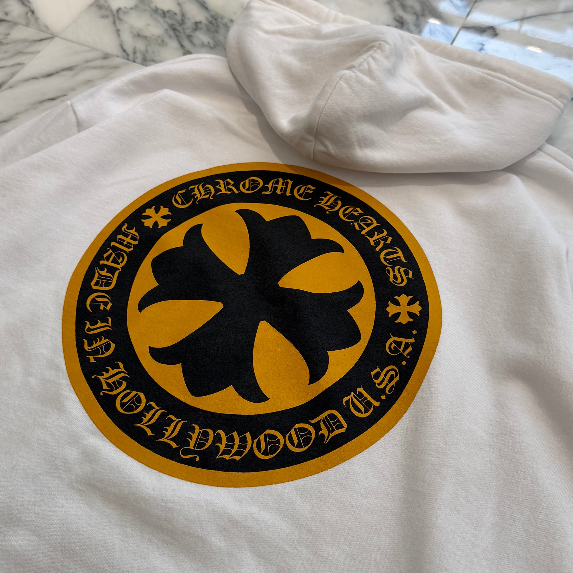 CHROME HEARTS CH Plus Yellow Cross Logo Pullover Hoodie Size XL クロムハーツ CHプラス イエロークロス ロゴ プルオーバーフーディー サイズXL