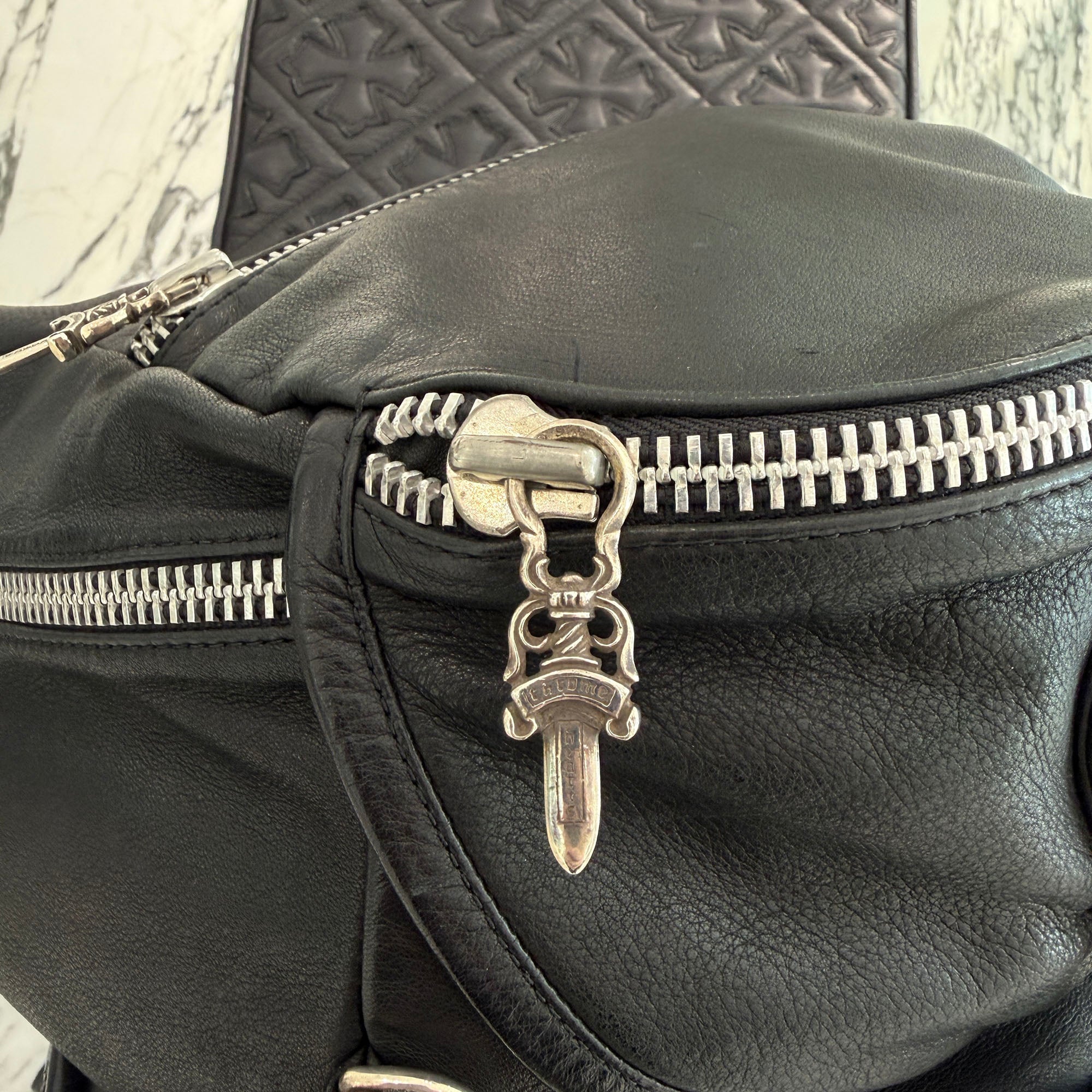 CHROME HEARTS SNAT PACK Leather Shoulder Bag Extra Large クロム