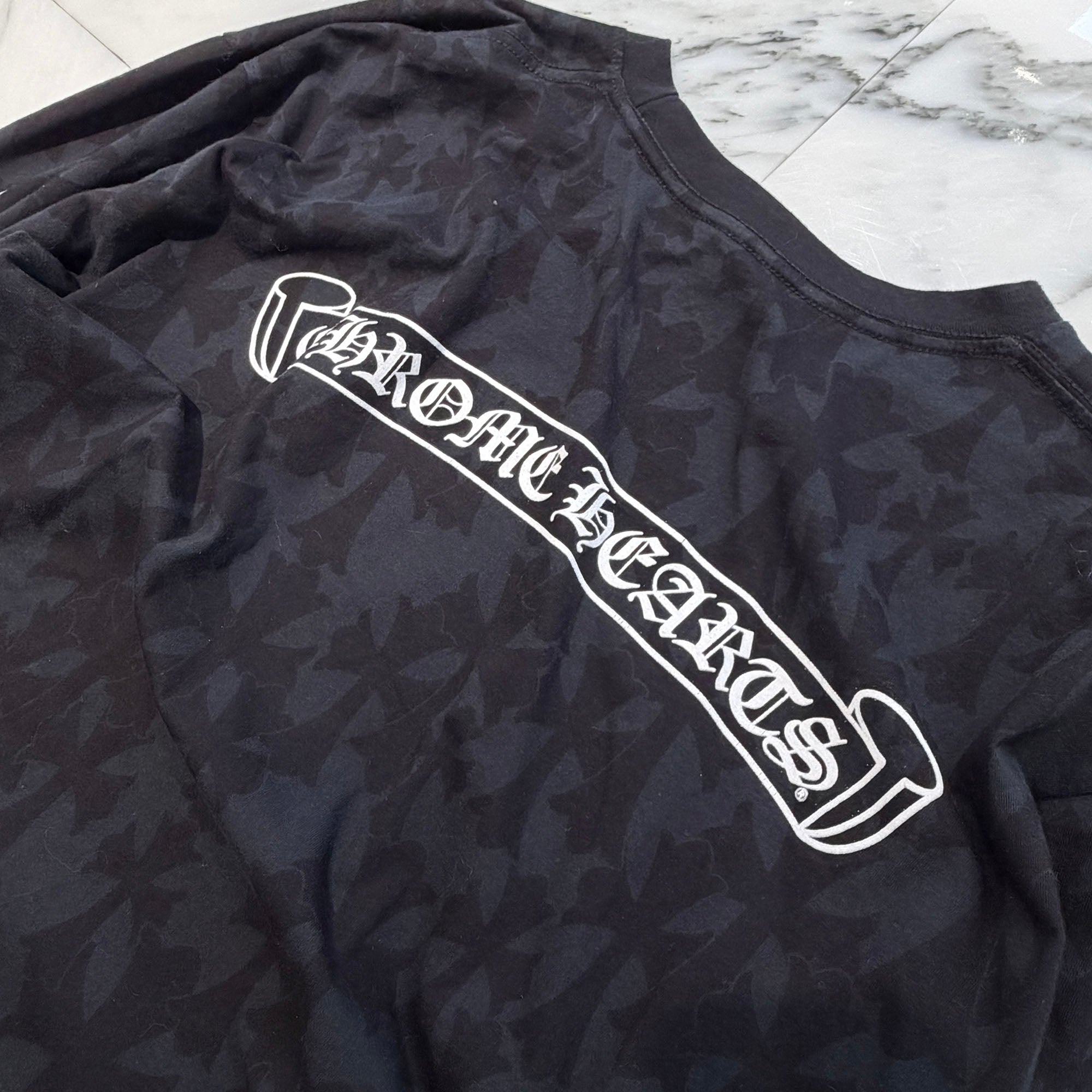 CHROME HEARTS 2024SS Graveyard Cemetery Cross Long Sleeve Tee Size XL クロムハーツ グレイブヤード セメタリークロス ロングスリーブTシャツ 総柄 サイズXL