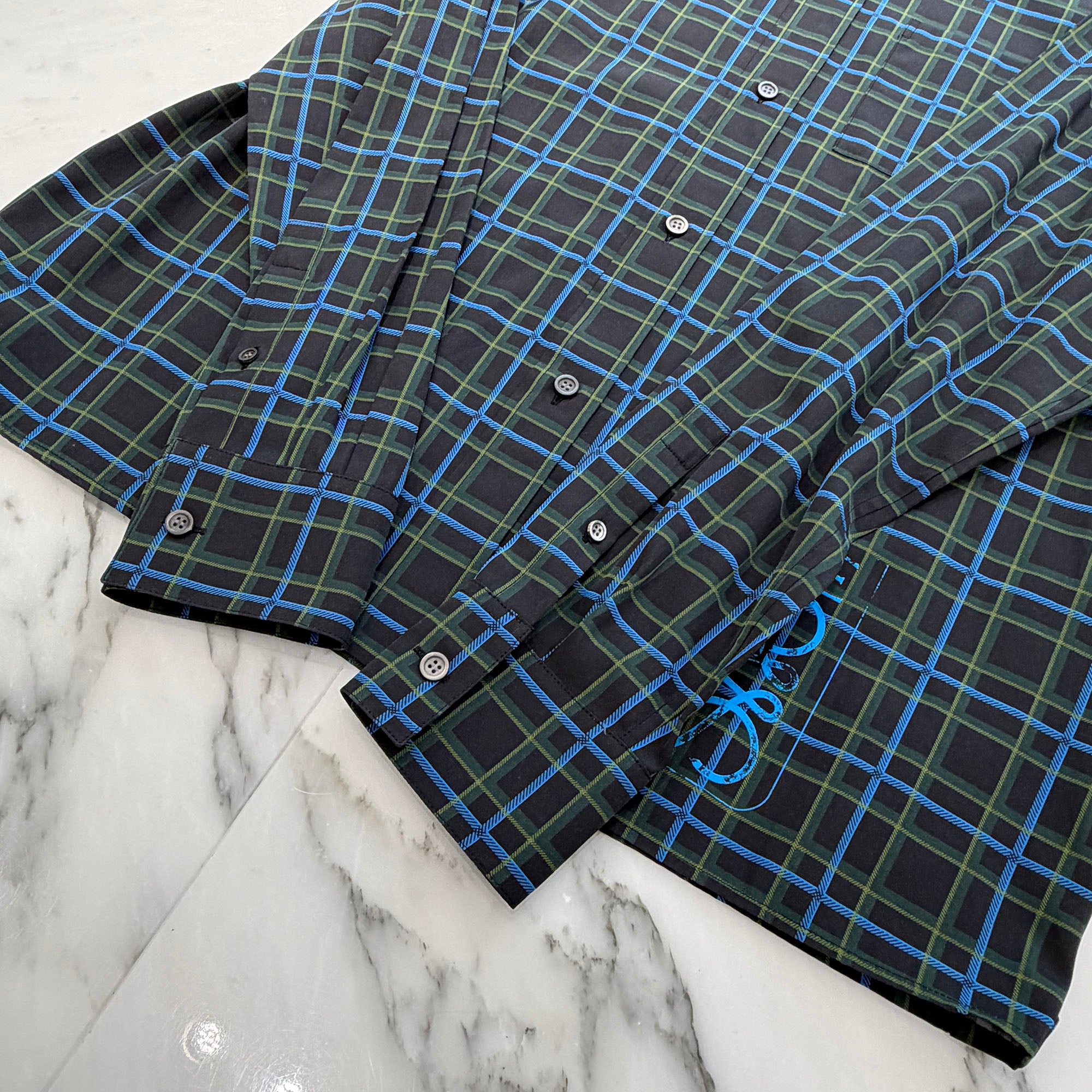 LOEWE 2022SS Anagram Stamp Check Shirt In Silk And Cotton