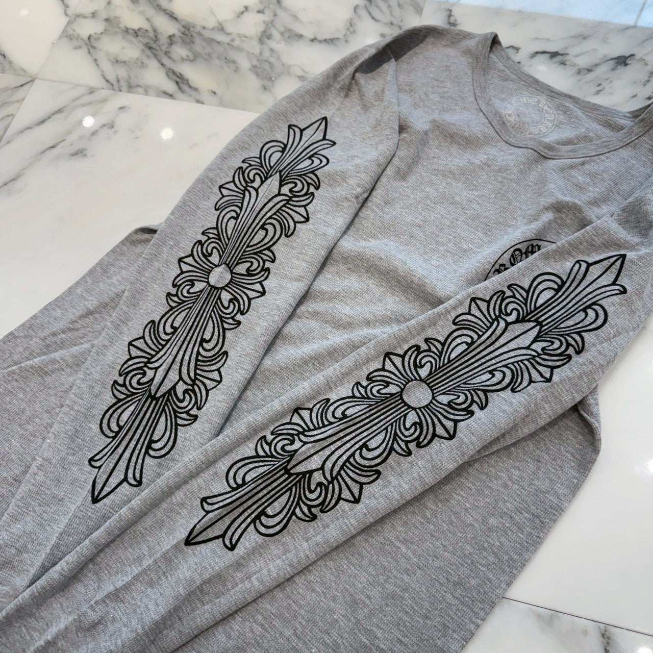 CHROME HEARTS 2025SS Floral Cross Horseshoe Thermal Long Sleeve Tee Size XL クロムハーツ フローラルクロス ホースシュー サーマル ロングスリーブ Tシャツ サイズXL