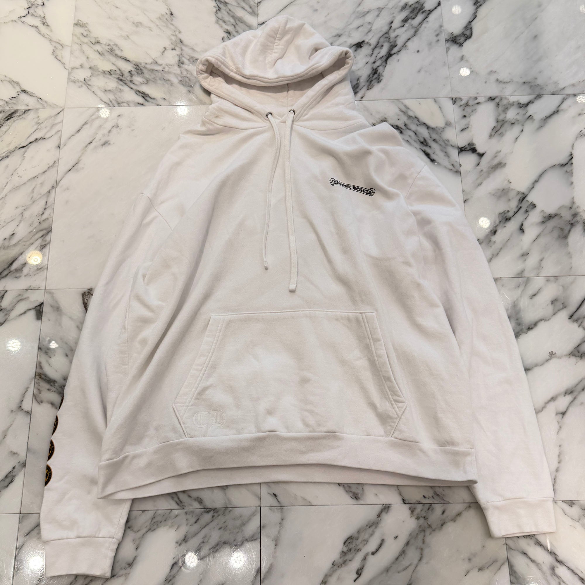 CHROME HEARTS CH Plus Yellow Cross Logo Pullover Hoodie Size XL クロムハーツ CHプラス イエロークロス ロゴ プルオーバーフーディー サイズXL
