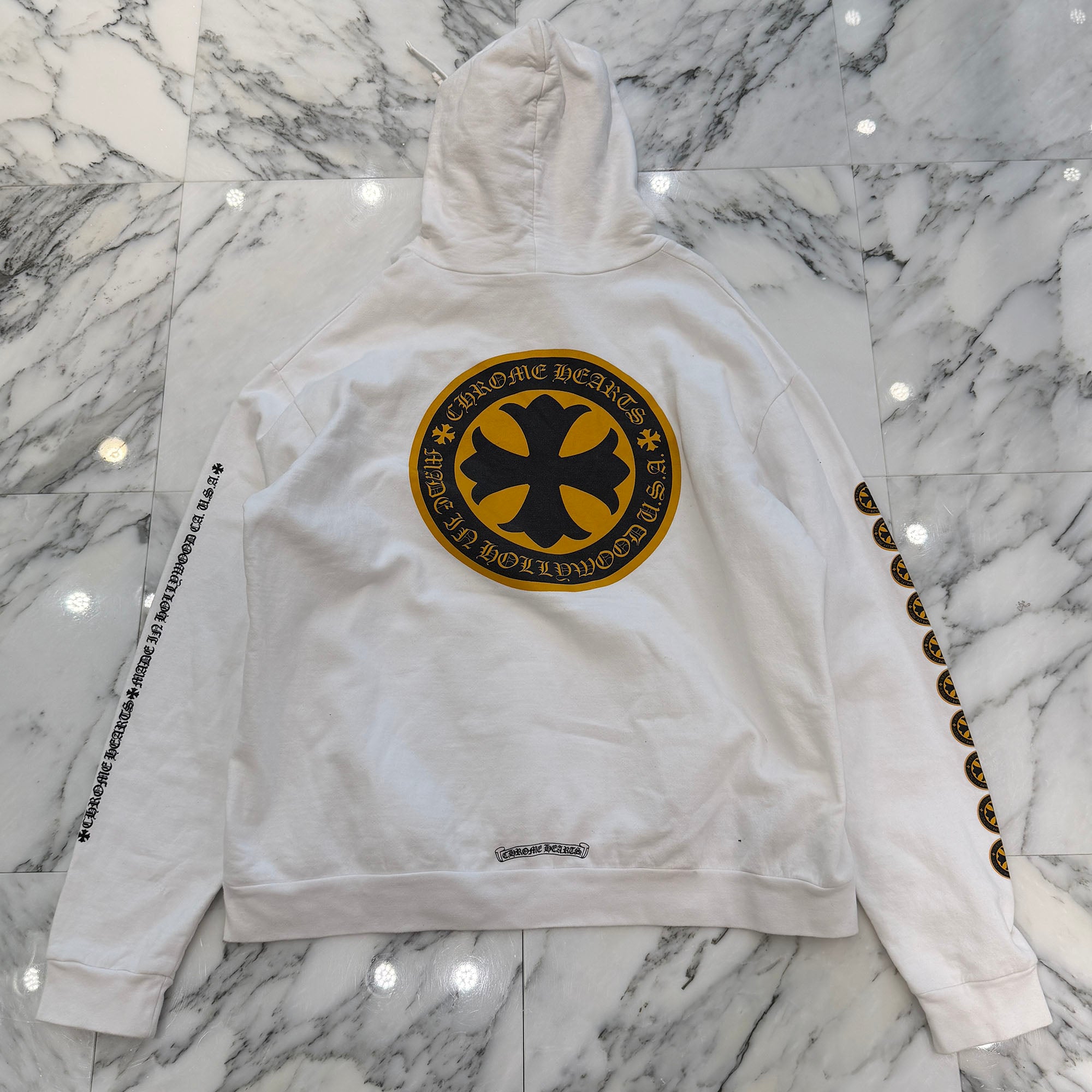 CHROME HEARTS CH Plus Yellow Cross Logo Pullover Hoodie Size XL クロムハーツ CHプラス イエロークロス ロゴ プルオーバーフーディー サイズXL