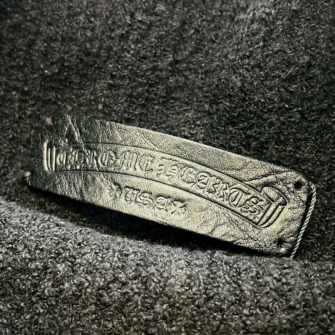 CHROME HEARTS Harako Leather Cross Patch Turtleneck Knit Sweater Size M/L クロムハーツ ハラコレザー クロスパッチ タートルネック ニットセーター サイズM/L