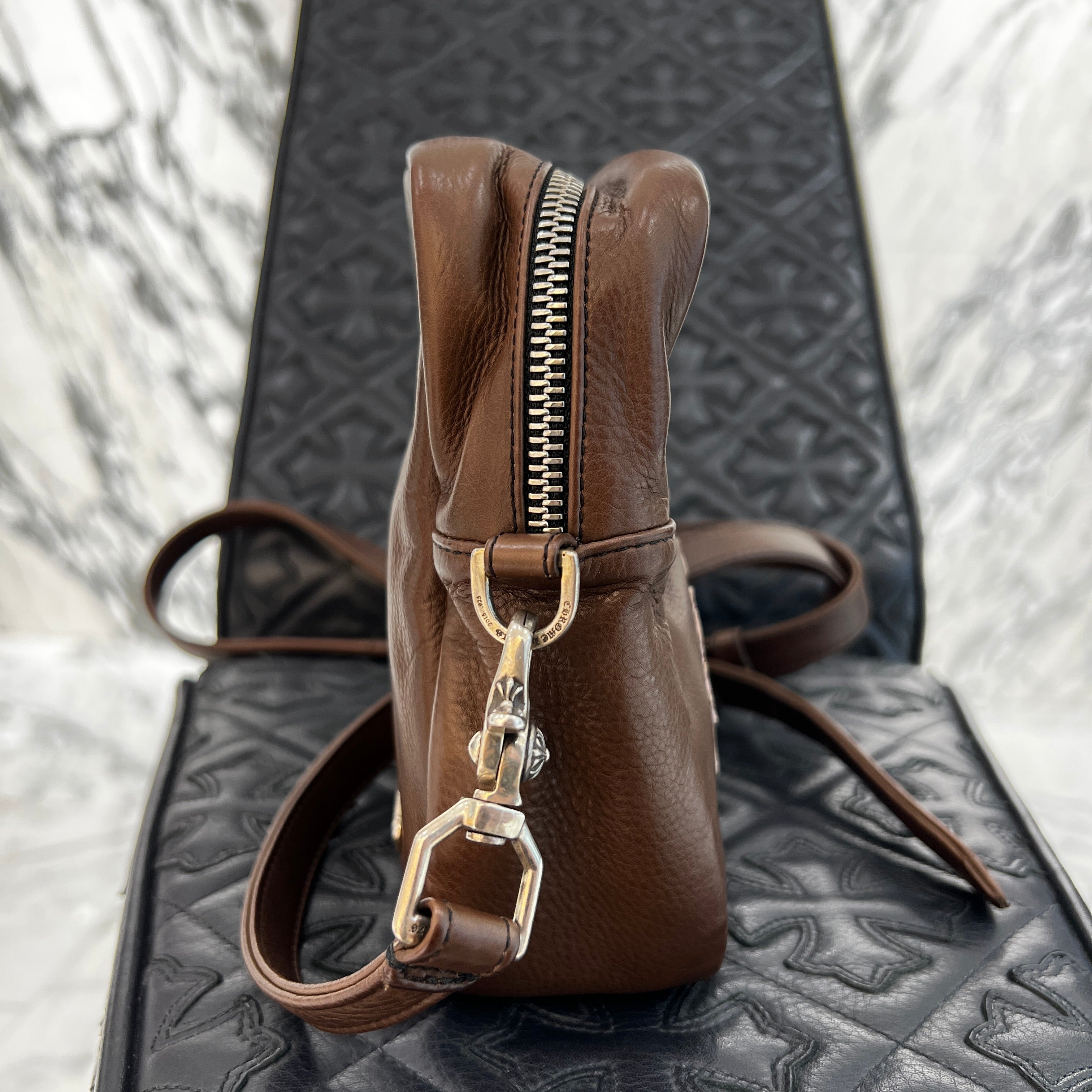 CHROME HEARTS TAKAMINI 3 Cemetery Cross Patch Leather Shoulder Bag クロムハーツ タカミニ 3セメタリー クロスパッチ レザー ショルダーバッグ