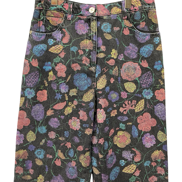 CHANEL 2021AW Chateau Des Dames Floral Jeans P70723V62507 Size 40