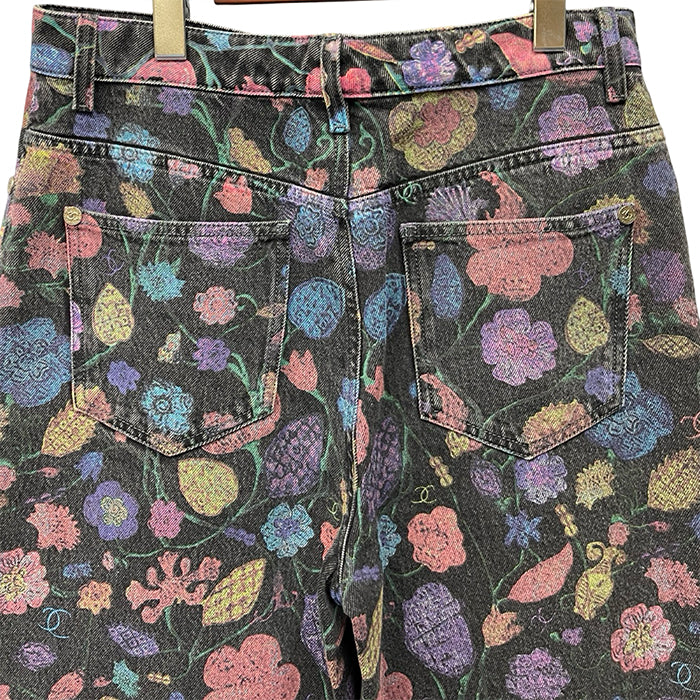 CHANEL 2021AW Chateau Des Dames Floral Jeans P70723V62507 Size 40