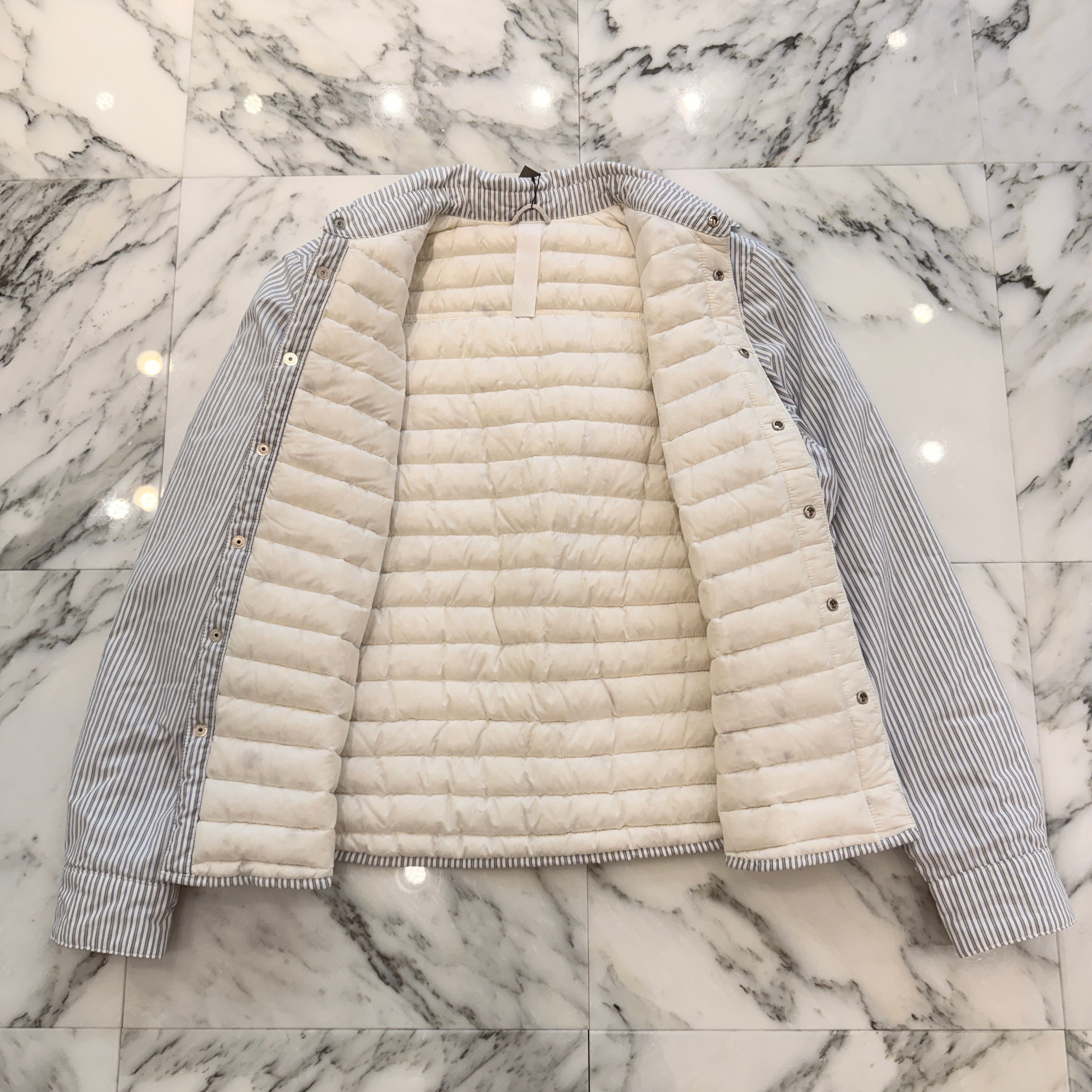 CHROME HEARTS Y NOT WORK DOG Striped Down Jacket Size S クロムハーツ ワイノット ワークドッグ ストライプ ダウンジャケット サイズS