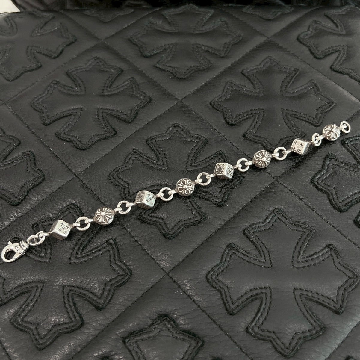 CHROME HEARTS DICE Cross Ball Silver Bracelet Size 8 LINK クロムハーツ ダイス クロスボール シルバー ブレスレット サイズ8リンク