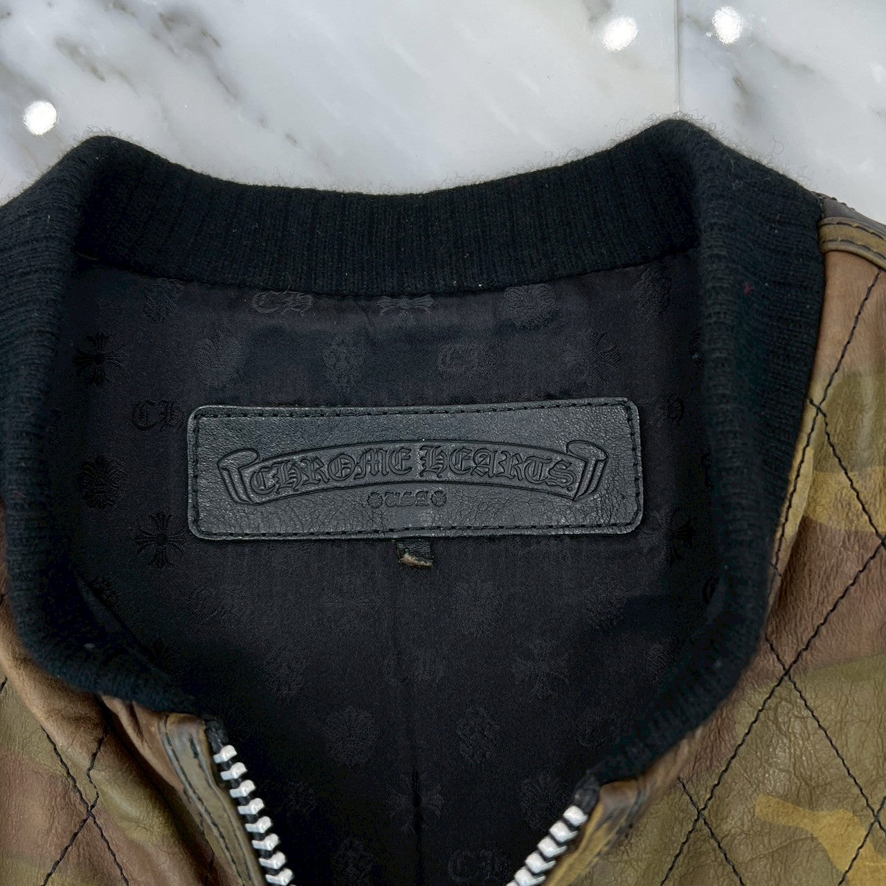 CHROME HEARTS Camouflage Leather Cross Patch DUCK VEST Size L クロムハーツ カモフラージュ レザークロスパッチ ダックベスト サイズL