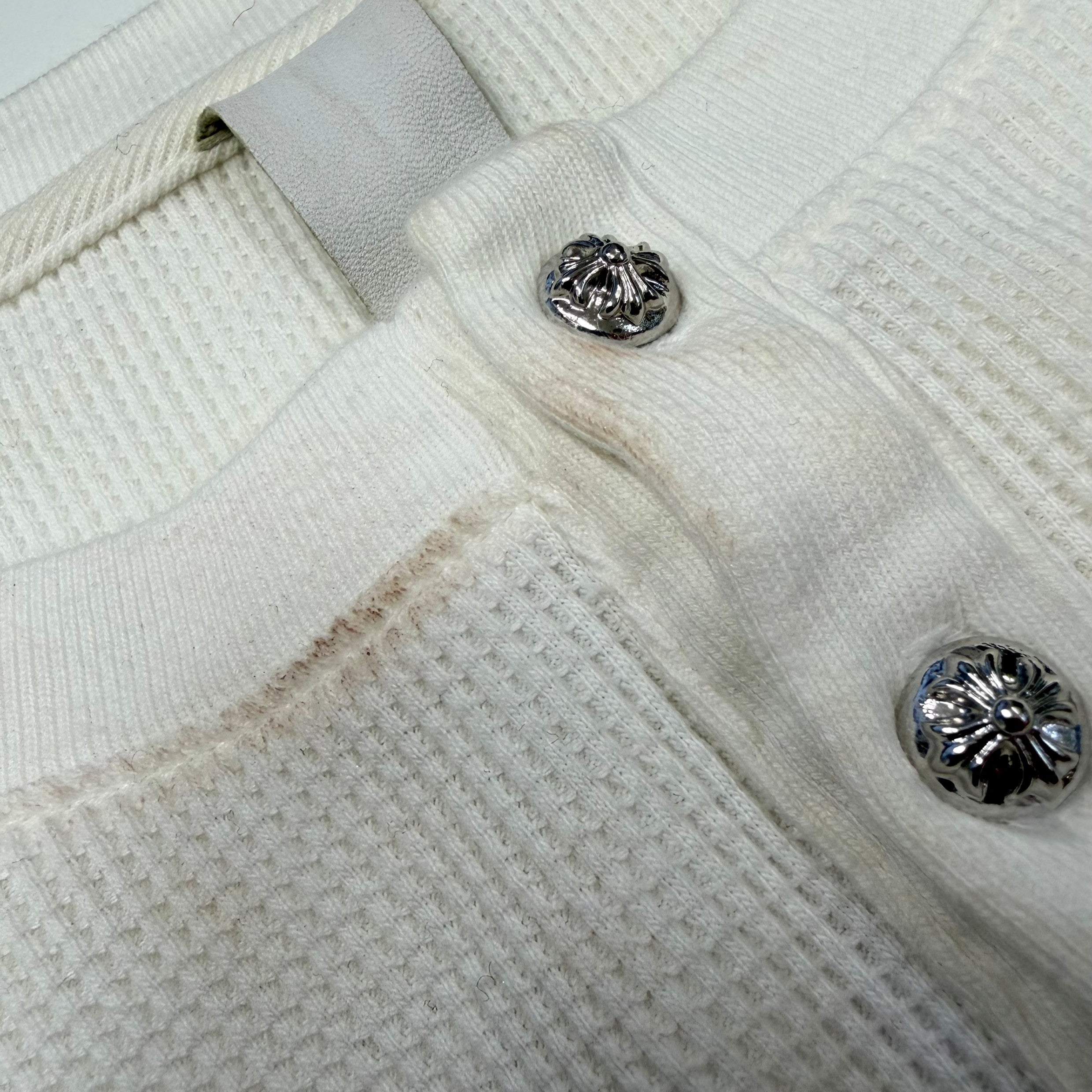 CHROME HEARTS Y NOT Leather Cross Patch Polo Thermal Long Sleeve Tee Size XL クロムハーツ ワイノット レザークロスパッチ ポロ サーマル ロングスリーブ Tシャツ サイズXL