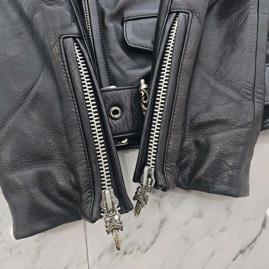 CHROME HEARTS JJ DEAN Dagger Zip Riders Leather Jacket Size L クロムハーツ JJディーン ダガー ジップ ライダース レザージャケット サイズL