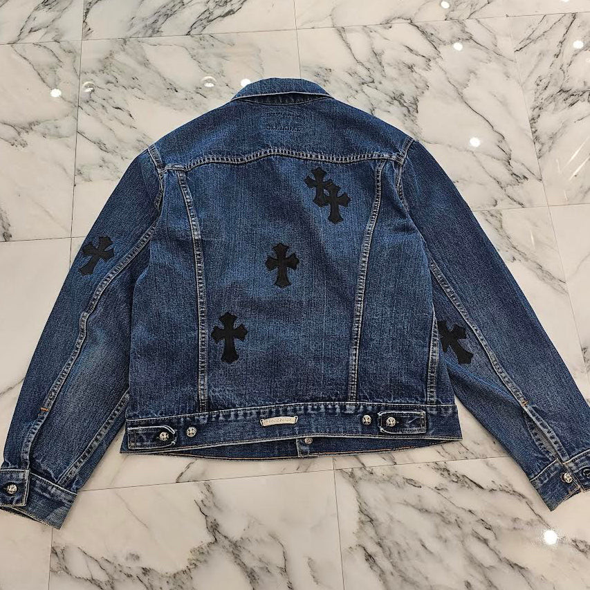CHROME HEARTS × Levi's VNTG Leather Cross Patch Denim Jacket Size M クロムハーツ × リーバイス ヴィンテージ レザークロスパッチ デニムジャケット サイズM