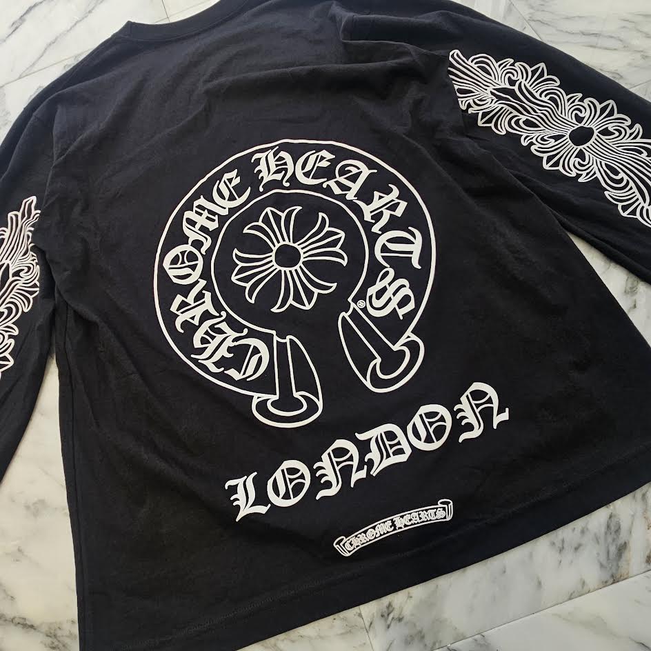 CHROME HEARTS London Limited Floral Cross Horseshoe Long Sleeve Tee Size L クロムハーツ ロンドン限定 フローラルクロス ホースシュー ロングスリーブ Tシャツ サイズL