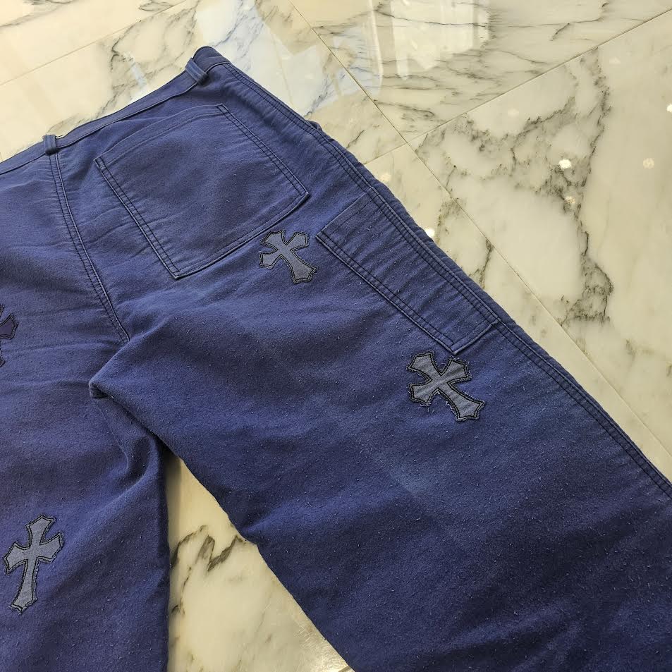 CHROME HEARTS VNTG Cross Quilting Patch French Work Pants Size 33 クロムハ―ツ ヴィンテージ クロスキルティングパッチ フレンチワーク パンツ サイズ33