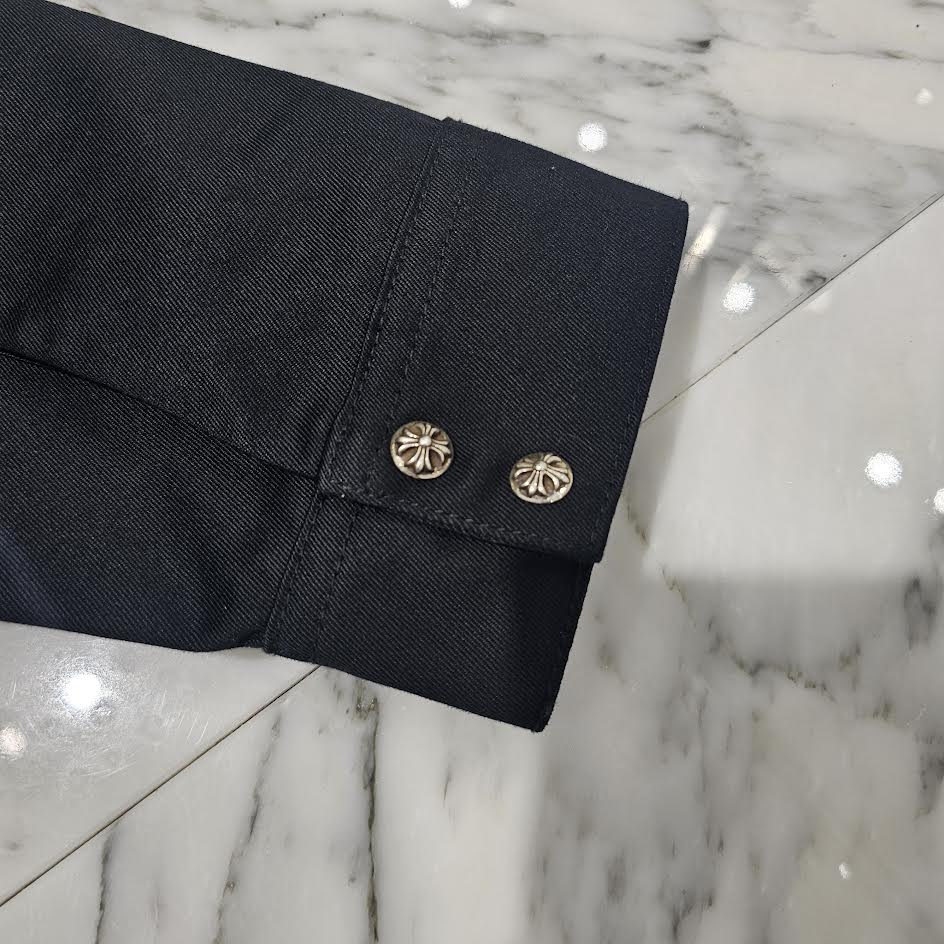 CHROME HEARTS Y NOT WORK DOG Leopard Harako Leather Cross Patch Shirt Jacket Size XXL クロムハーツ ワイノット ワークドッグ レオパード ハラコ レザークロスパッチ シャツジャケット サイズXXL