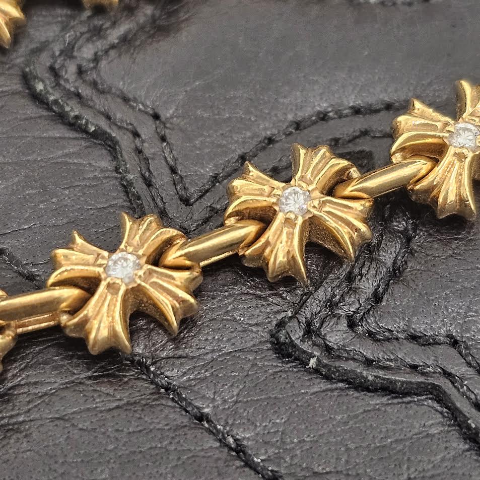 CHROME HEARTS 22K X Tiny E CH Plus Pave Diamond Bracelet 16LINK クロムハーツ 22K X タイニーE CHプラス パヴェダイヤモンド ブレスレット 16リンク