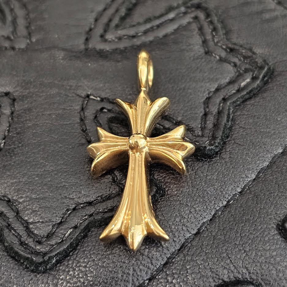 CHROME HEARTS 22K Tiny Fat Cross Blue Sapphire Pendant Top クロムハーツ 22K タイニーファットクロス ブルーサファイア ペンダントトップ