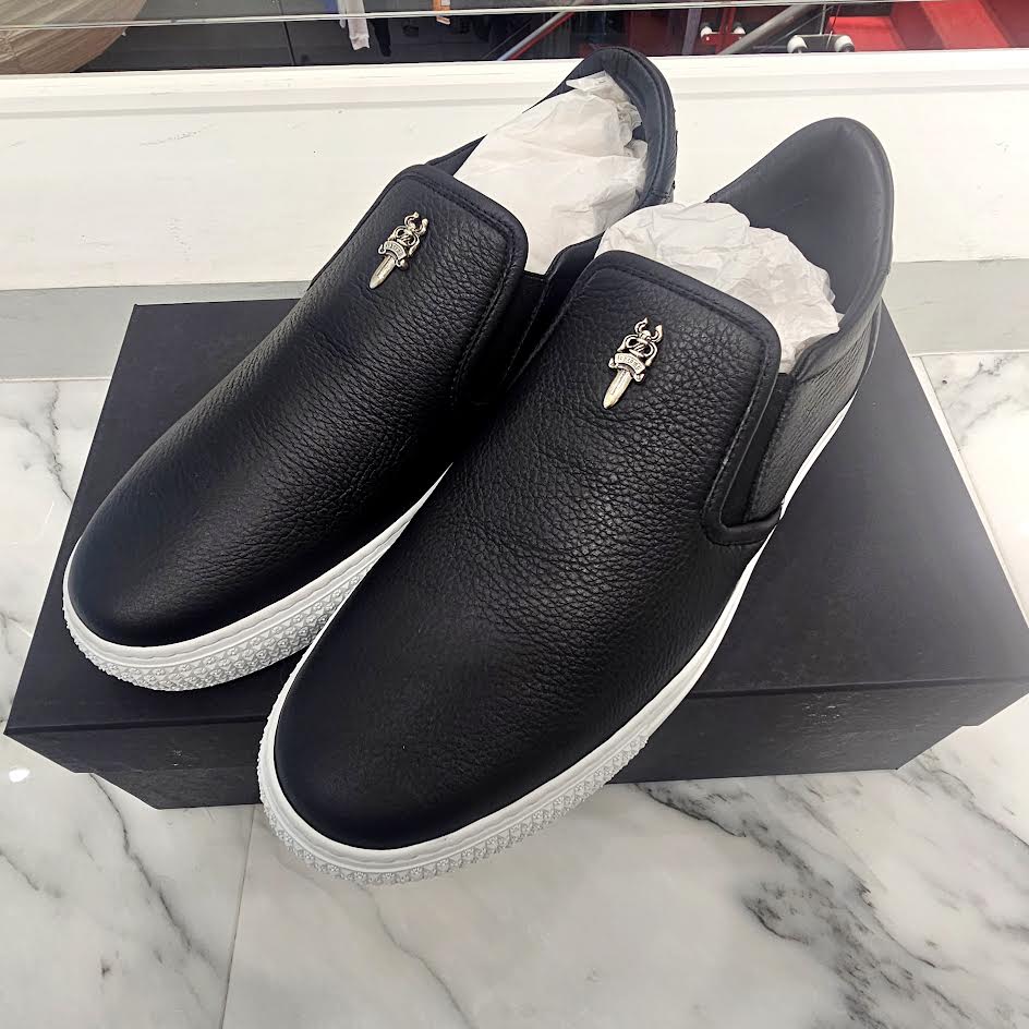 CHROME HEARTS CH Plus Leather Patch Dagger Slip On Size 42(26.5cm-27cm) クロムハーツ CHプラス レザーパッチ ダガー スリッポン サイズ42(26.5cm-27cm)