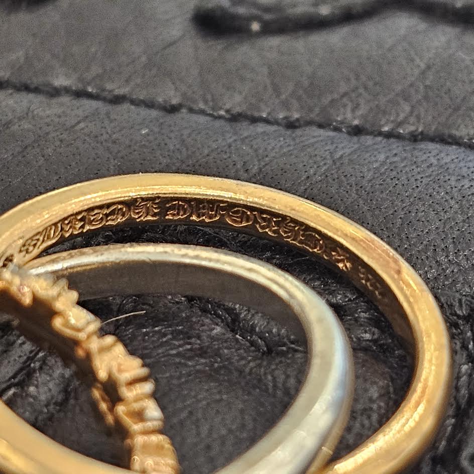 CHROME HEARTS 22K / SILVER 925 TINY E CH PLS BAND TRPL Combination Ring Size 12号 クロムハーツ タイニーE CHプラス バンド トリプルコンビ リング サイズ12号