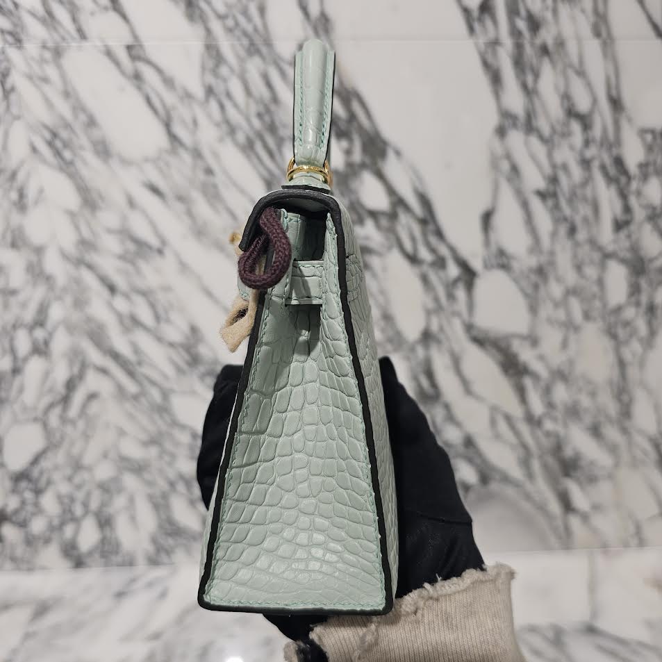HERMES Mini Kelly 2 "Vert Dieu（6U）" Alligator Matte Hand Bag B刻印 エルメス ミニケリー2 "ヴェールデュー（6U）"  アリゲーターマット ハンドバッグ
