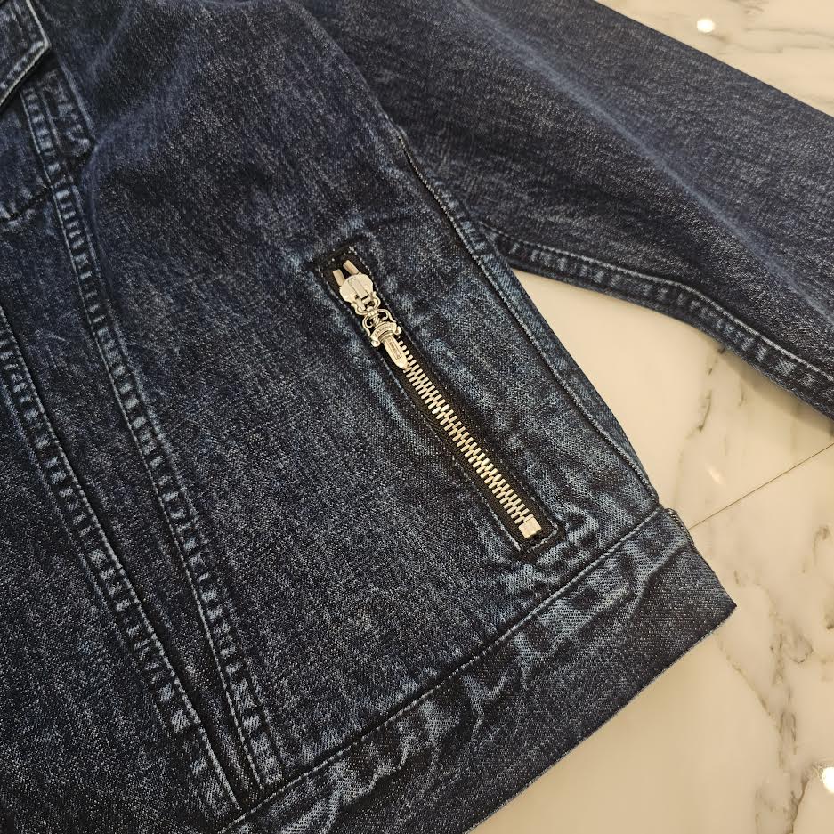 CHROME HEARTS Cross Ball Button MOTO BREATH Denim Jacket Size L クロムハーツ クロスボールボタン モーターブレス デニムジャケット サイズL