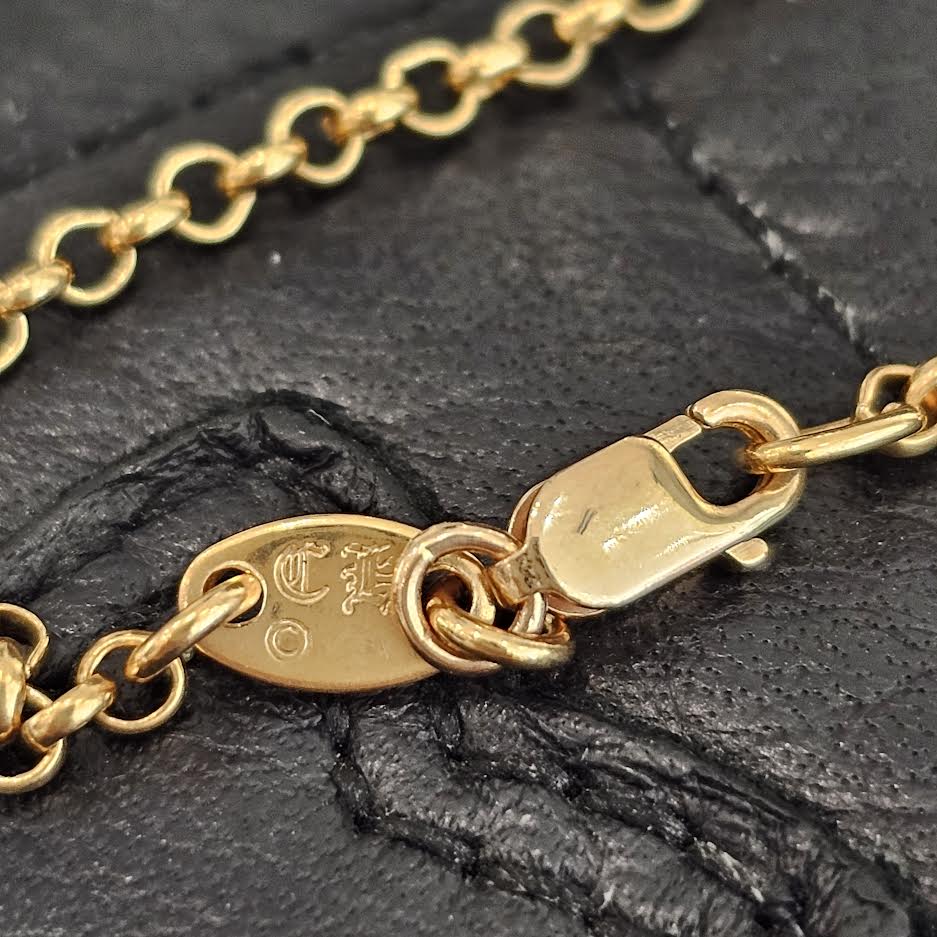 CHROME HEARTS 22K Safety Pin Roll Chain Necklace Size 18 Inch クロムハーツ 22K セーフティピン ロールチェーン ネックレス 18インチ