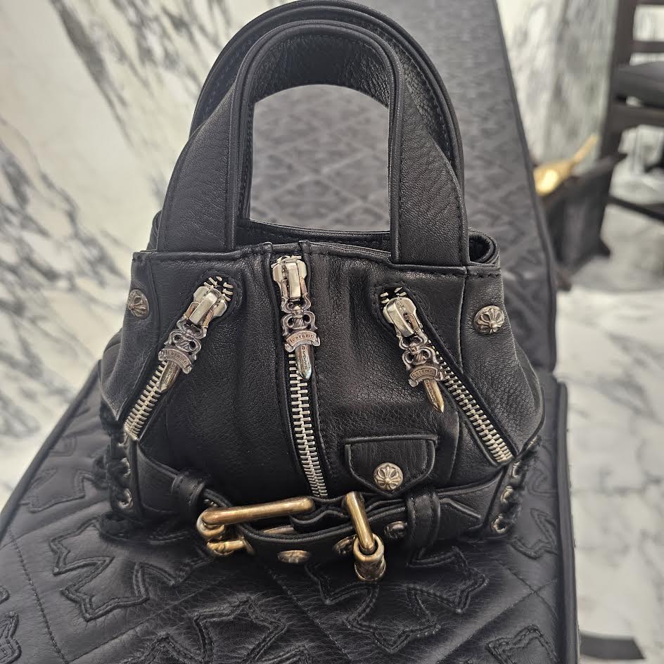CHROME HEARTS JJ Dean Mini Leather Riders Hand Bag クロムハーツ JJ ディーン ミニレザー ライダース ハンドバッグ