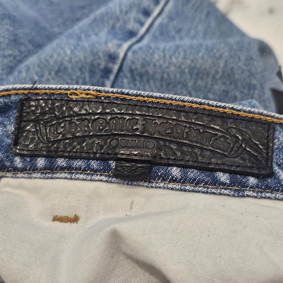 CHROME HEARTS × Levi's 505 VNTG Cross Leather Patch Denim
