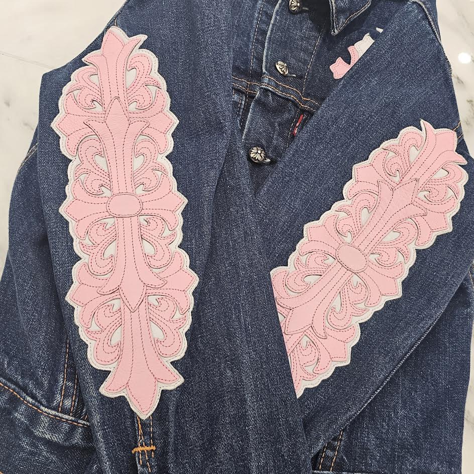 CHROME HEARTS Levi's Body Cemetery Cross Leather Patch Denim Jacket Size 8Y クロムハーツ リーバイスボディ セメタリークロス レザーパッチ デニムジャケット サイズ8Y