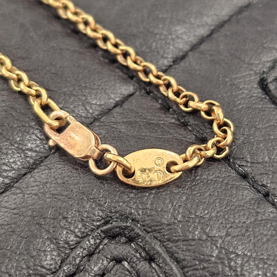 CHROME HEARTS 22K Safety Pin 1 Pave Diamond Roll Chain Necklace Size 18 Inch クロムハーツ 22K セーフティピン 1 パヴェダイヤモンド ロールチェーン ネックレス 18インチ