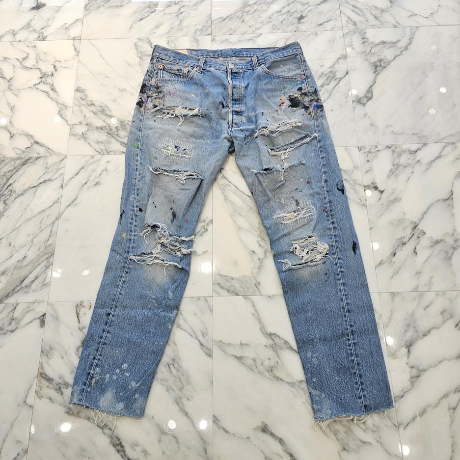 GALLERY DEPT. Levi's Body Painted Damage Denim Pants Size 34 ギャラリーデプト リーバイスボディ ペインテッド ダメージ加工 デニムパンツ サイズ34