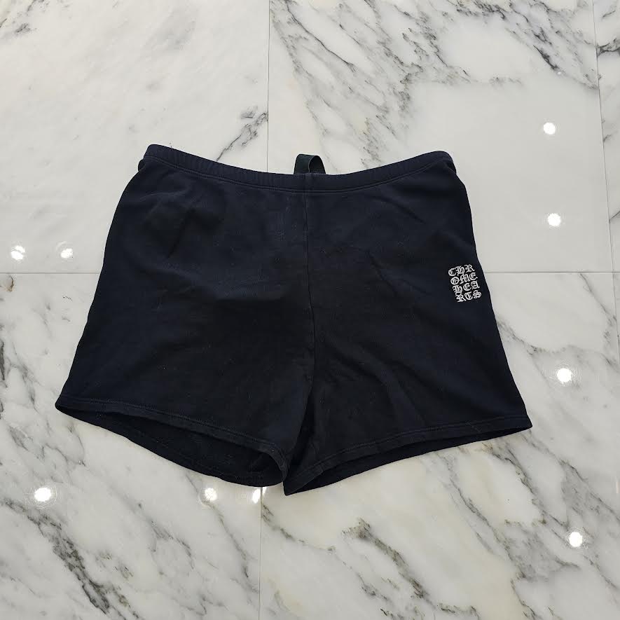 CHROME HEARTS Y NOT Vertical Logo Cross Embroidery Cotton Shorts Size S クロムハーツ ワイノット ヴァーティカルロゴ クロス刺繍 コットンショーツ サイズS