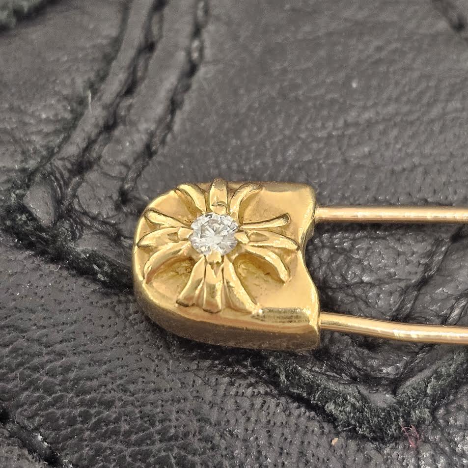 CHROME HEARTS 22K Safety Pin 1 Pave Diamond クロムハーツ 22K セーフティ ピン 1 パヴェ ダイヤモンド