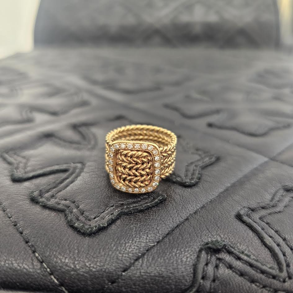 HERMES 750 18K Yellow Gold Diamond Ring 32323 Size 12号 エルメス