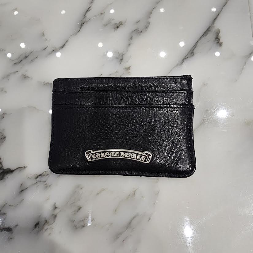 CHROME HEARTS Double Side Scroll Leather Card Case クロムハーツ ダブルサイド スクロール レザーカードケース シルバー925